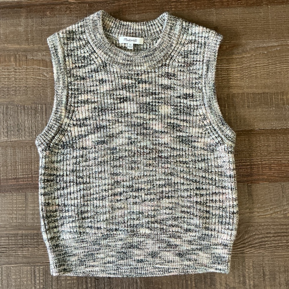 Madewell Gray and Cream Knit Sweater